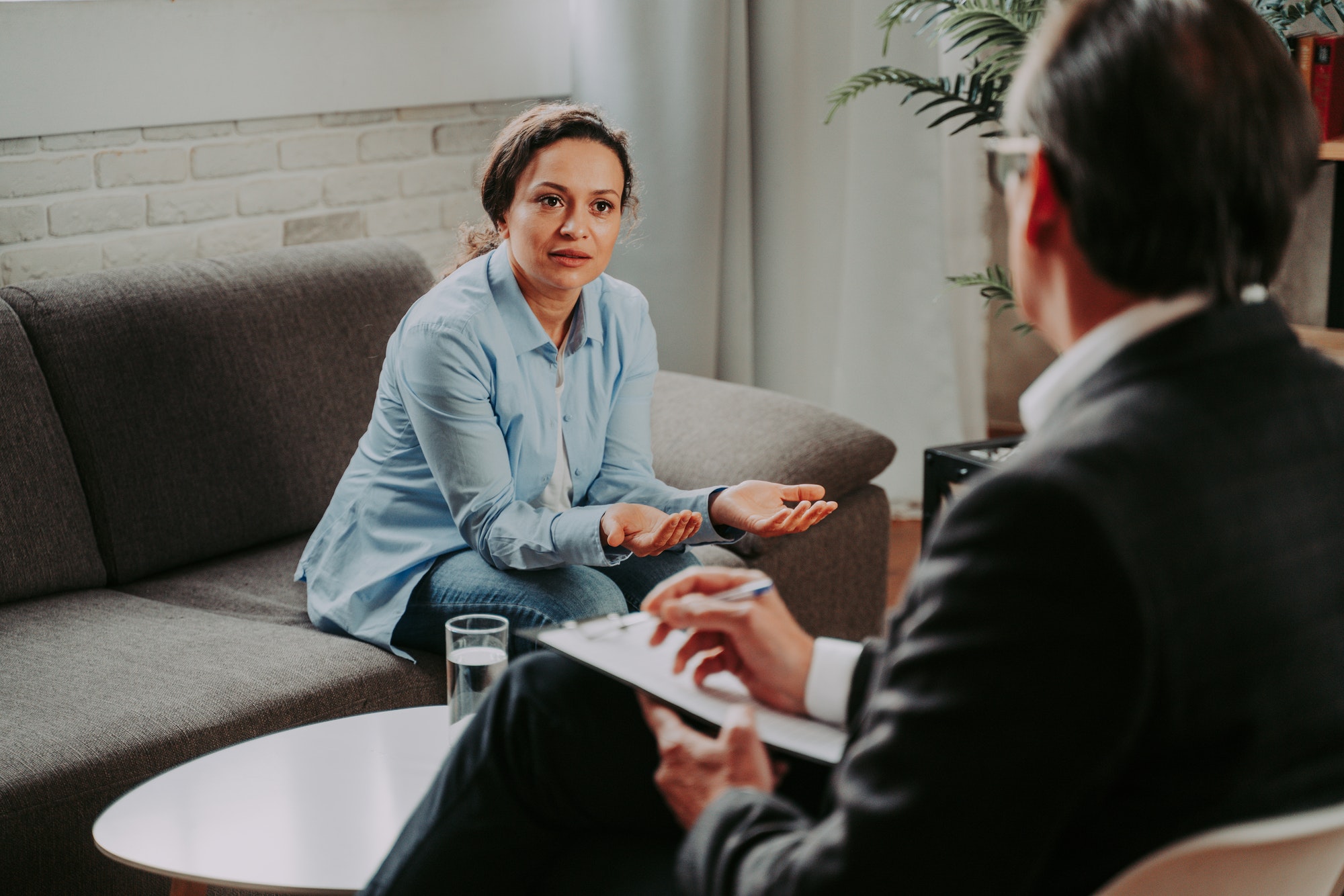 Adult woman in a psychology studio